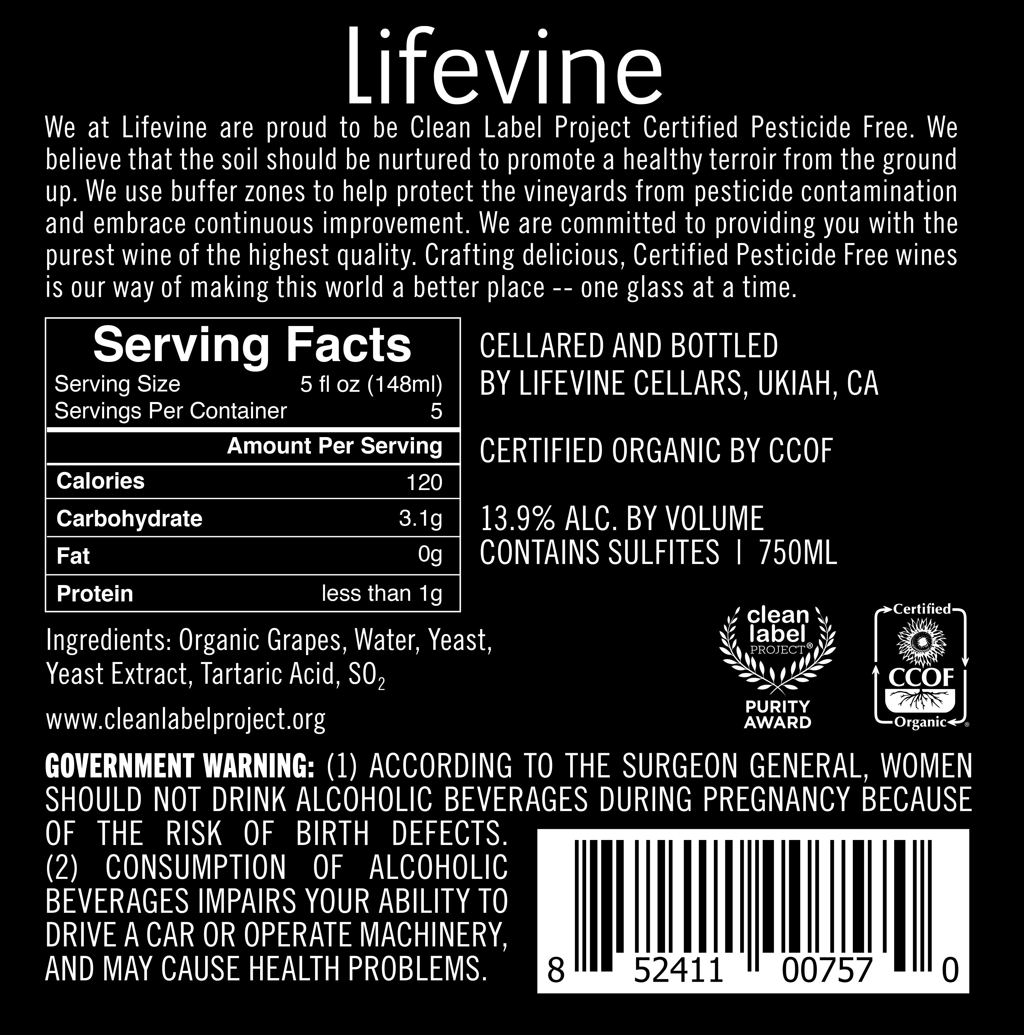 Lifevine 2022 Sugar California Zero Wines Award-Winning Lifevine Chardonnay – Wine | Organic