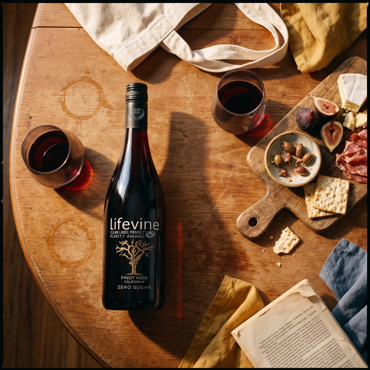 Lifevine wine on a golden-hour table